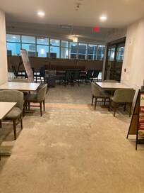 Makeshift breakfast area