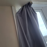 Curtains to black out flood lights outside window, on till 2am 1st night