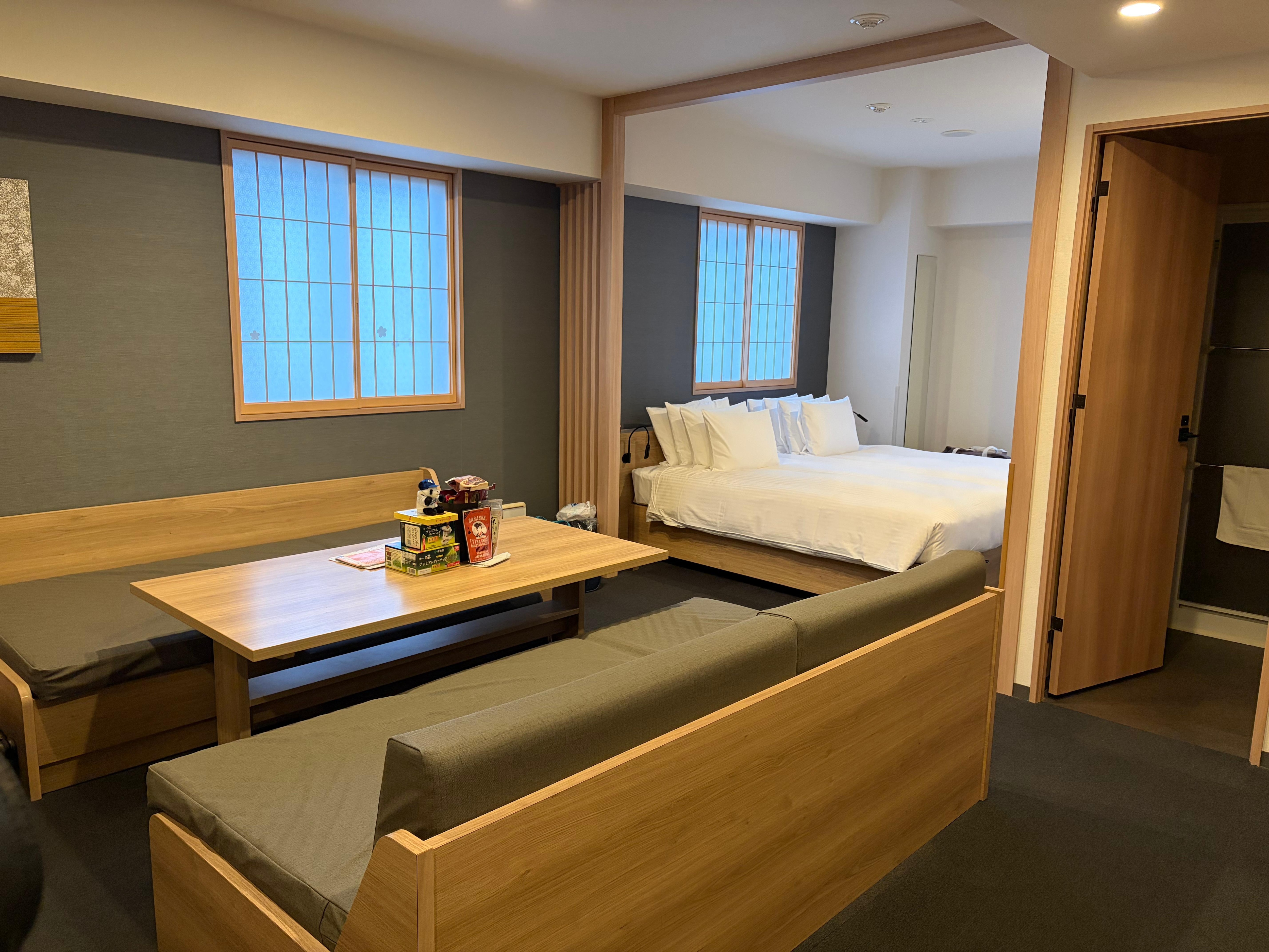 Sofas can be converted to beds. Very spacious room. 