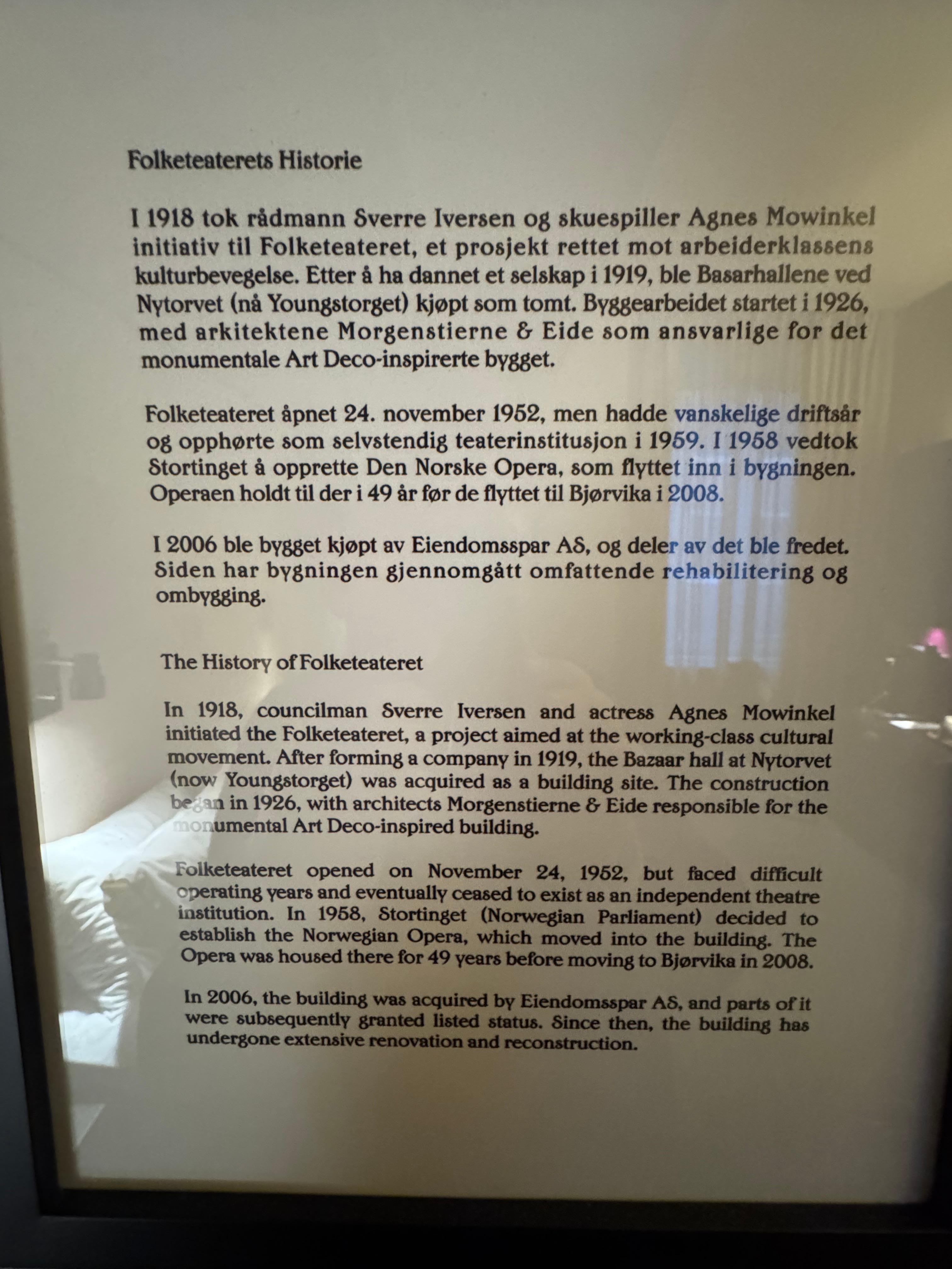 Og interessant å lese om historien til bygningen 