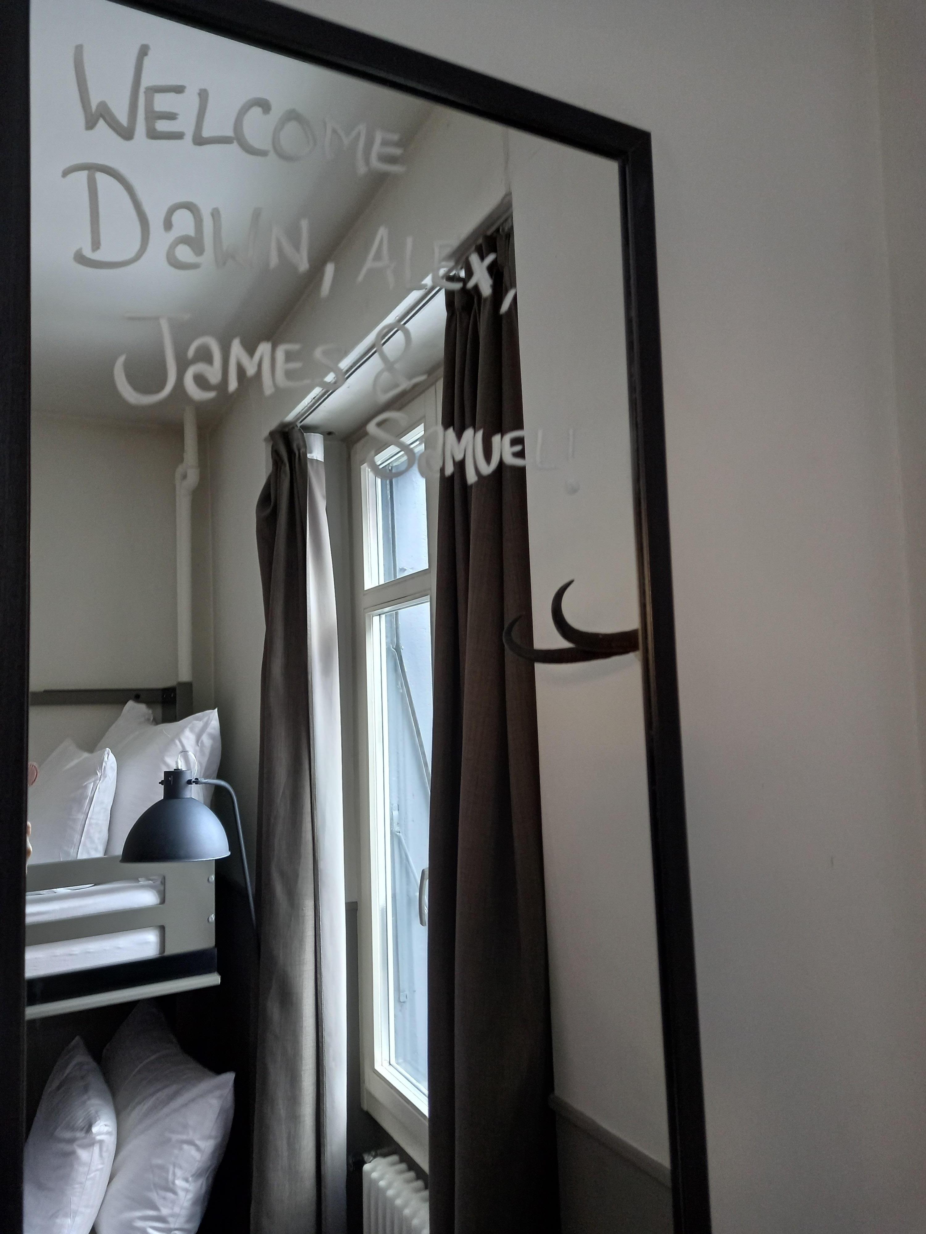 Nice touch with welcome message on mirror