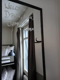 Nice touch with welcome message on mirror