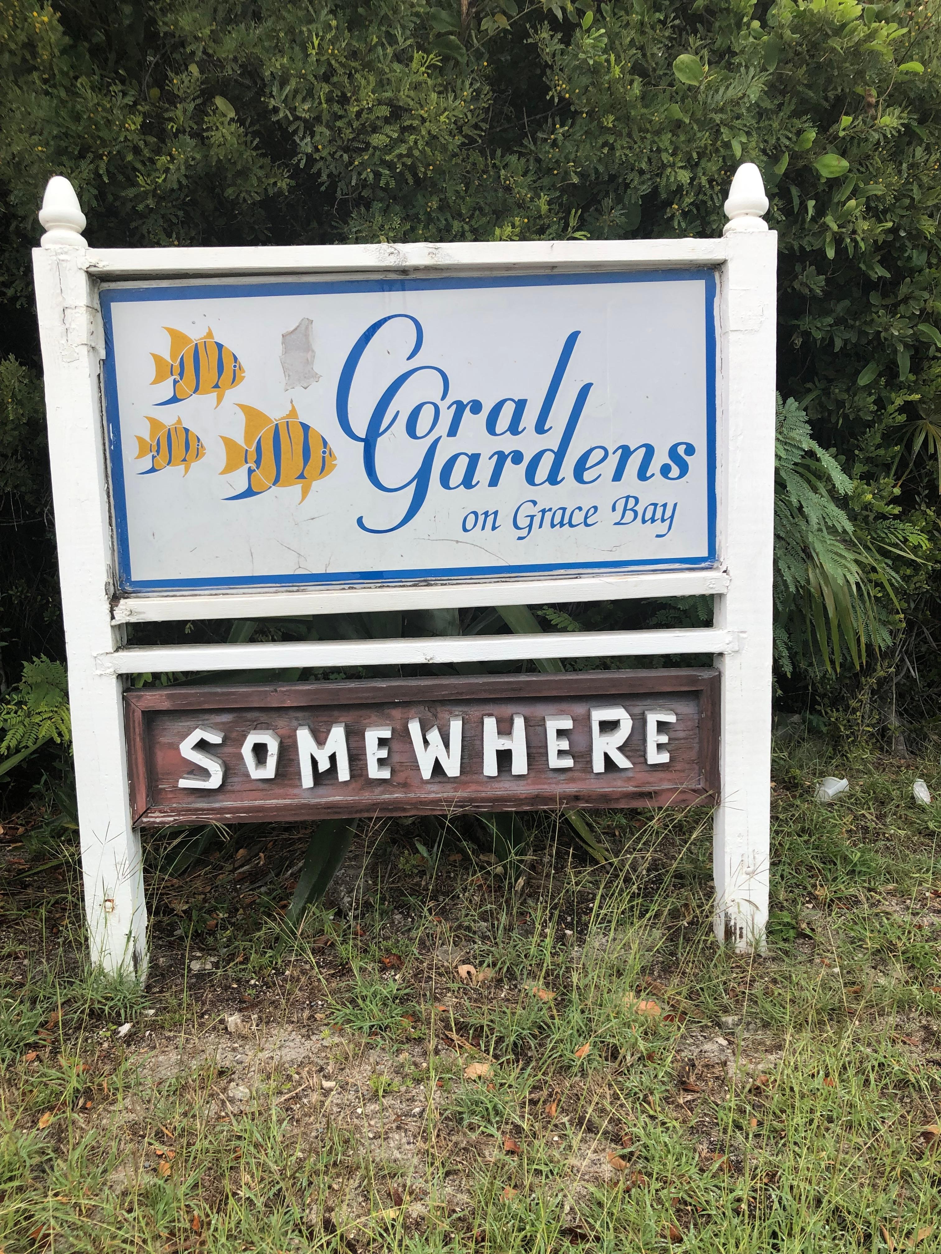 Where you turn to get to Coral Gardens 