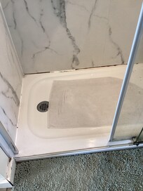 Missing grout and mold in shower