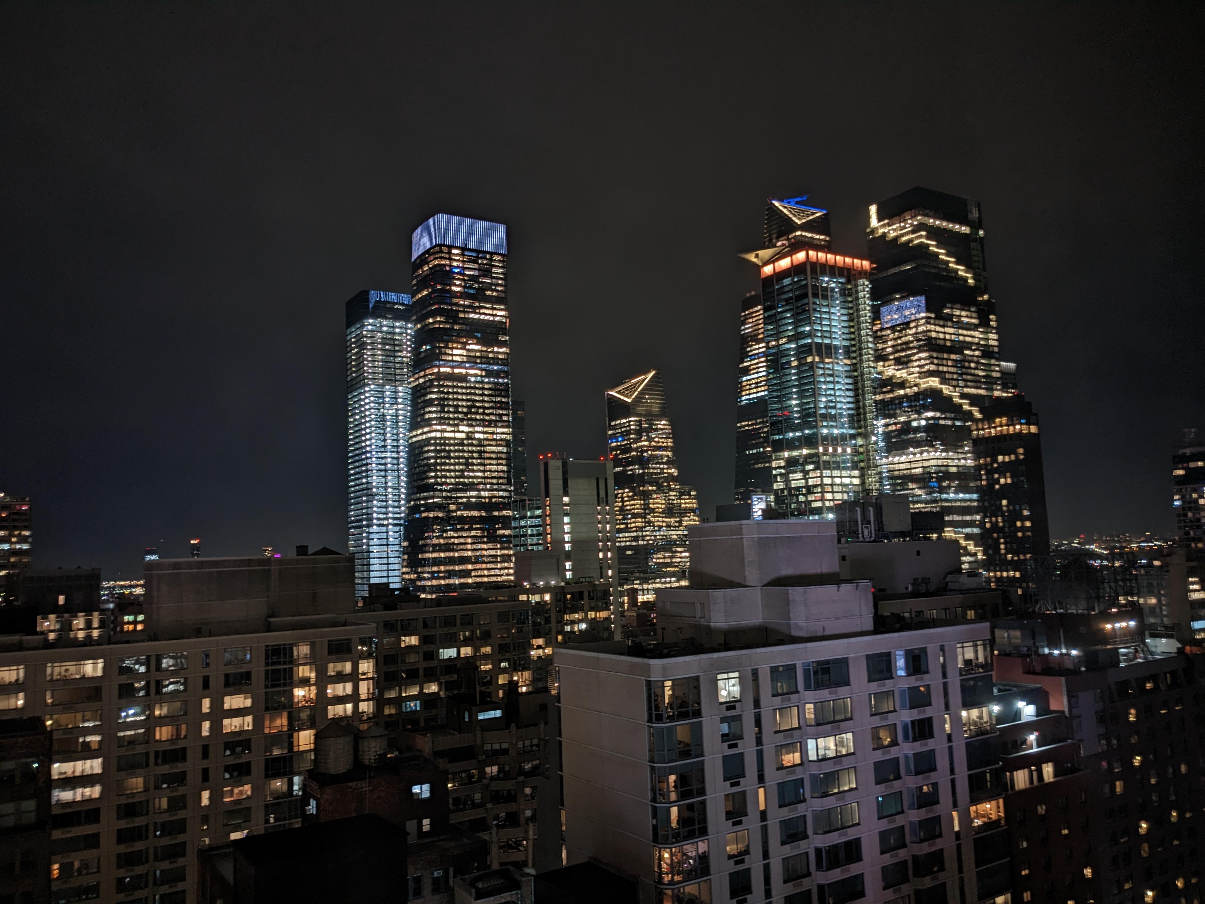 View from our room at night.  That's the 'Edge' you see in the distance.