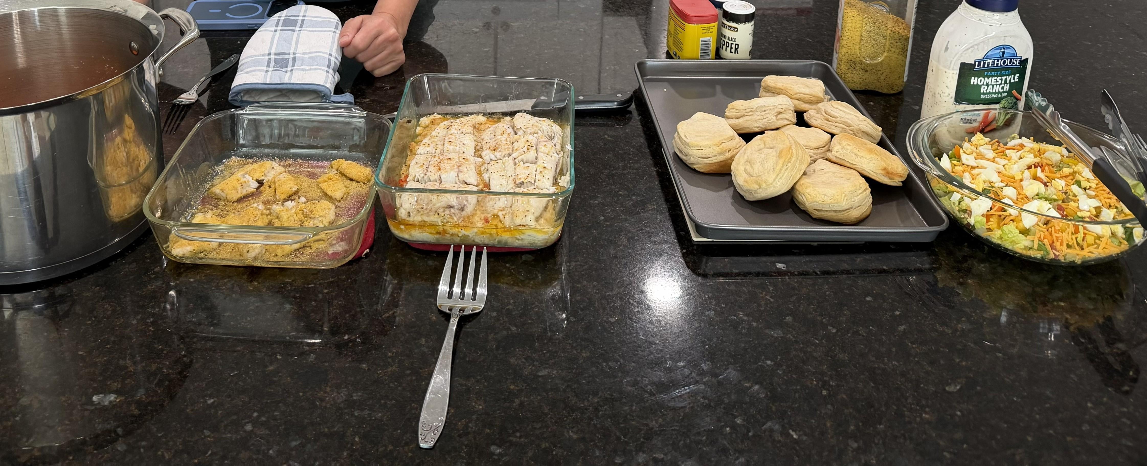 Fish Dinner we made from fish we caught.