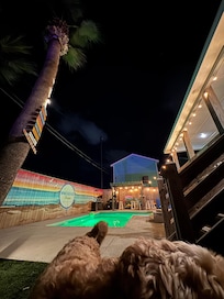 The backyard is AMAZING and PRIVATE with turf grass