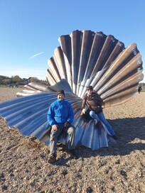 The Scallop sculpture on Aldeburgh beach.