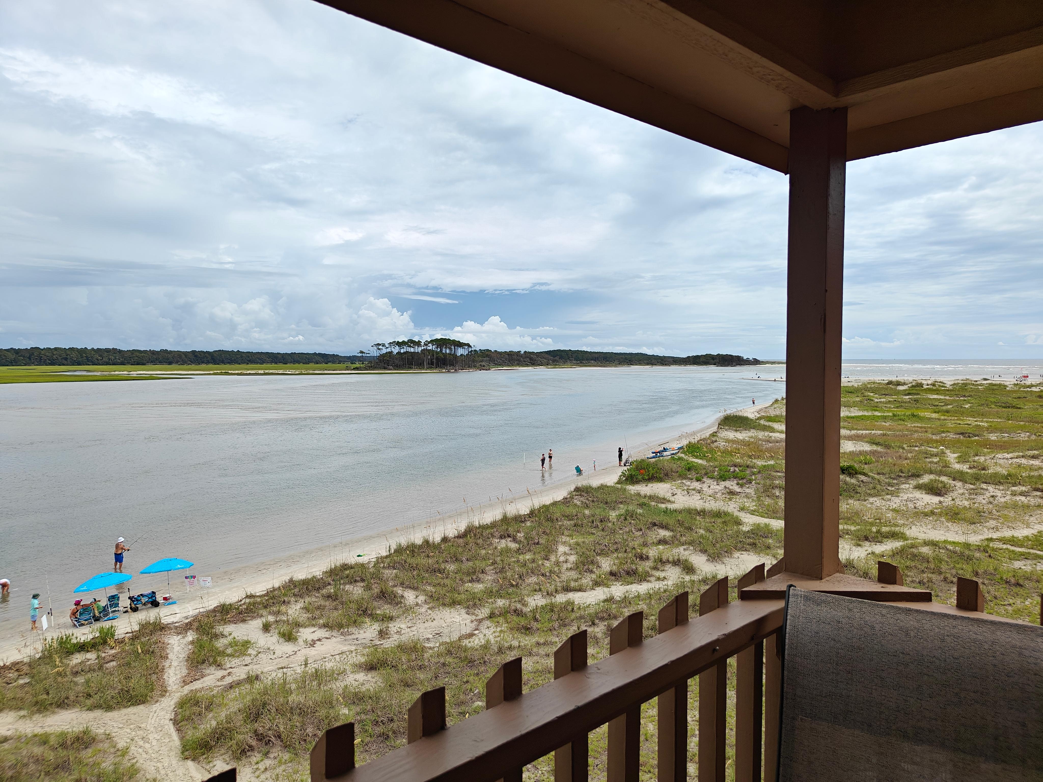 View from balcony of inlet and ocean 