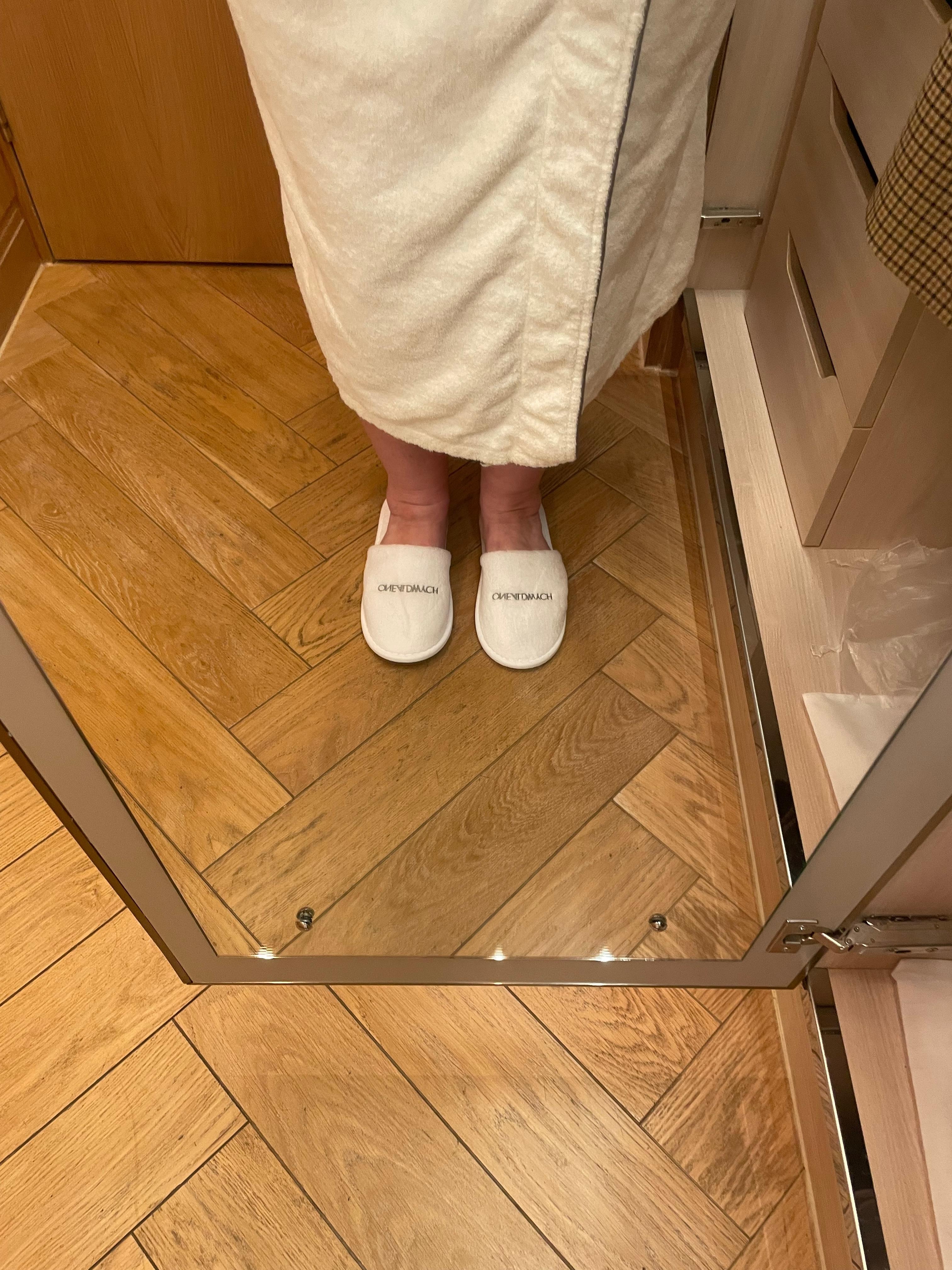 Useful slippers supplied on my way to use the spa area 