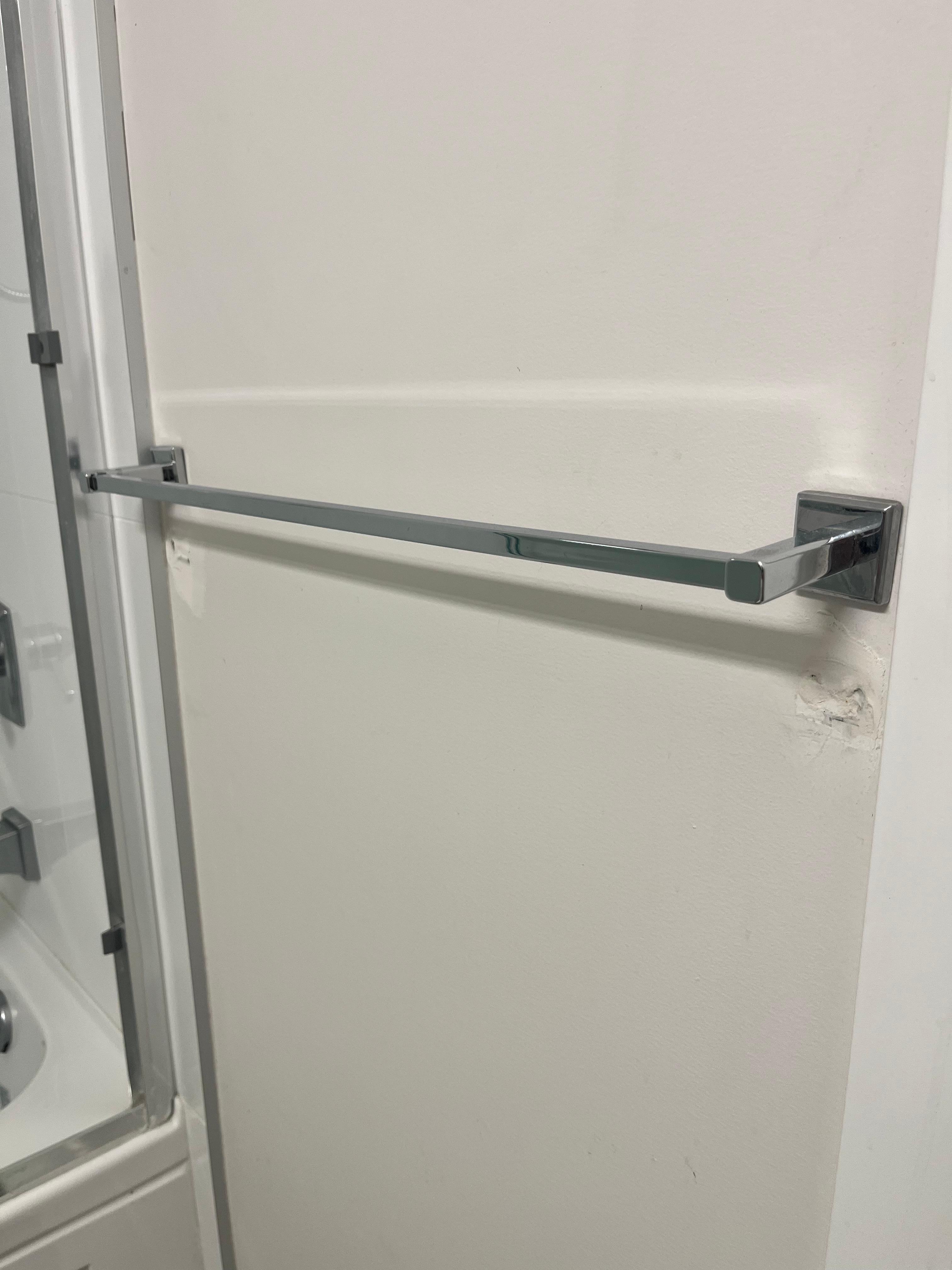 Towel bar holes with diy patch
