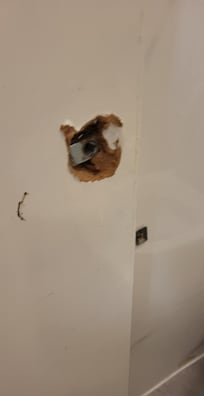 Door handle smashed off bathroom door