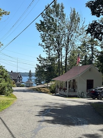 View of the adorable post office across the cottage.