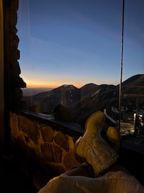 Photo taken from the chair in my room by the window at sunset.