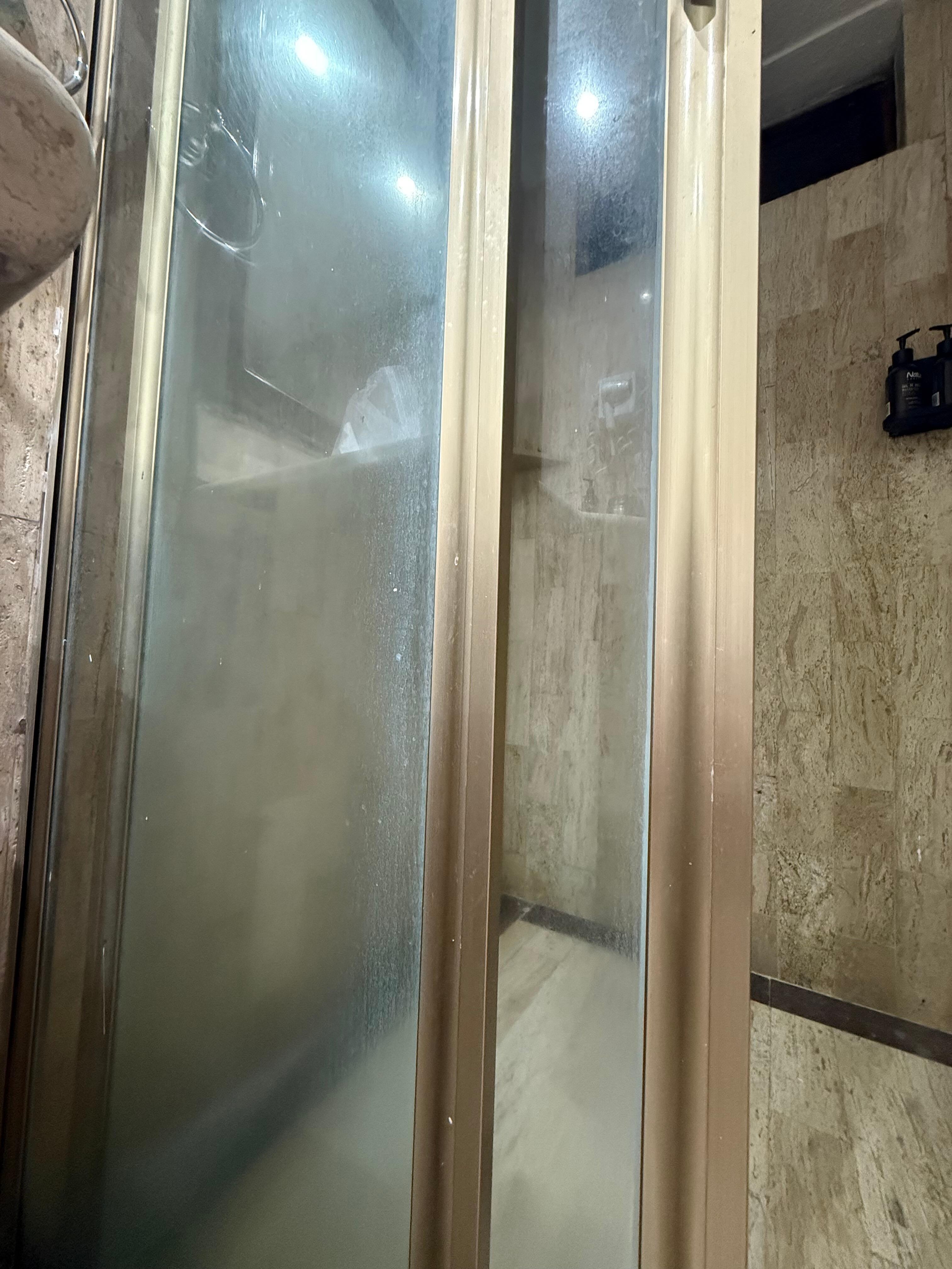 Soap scum on shower 
