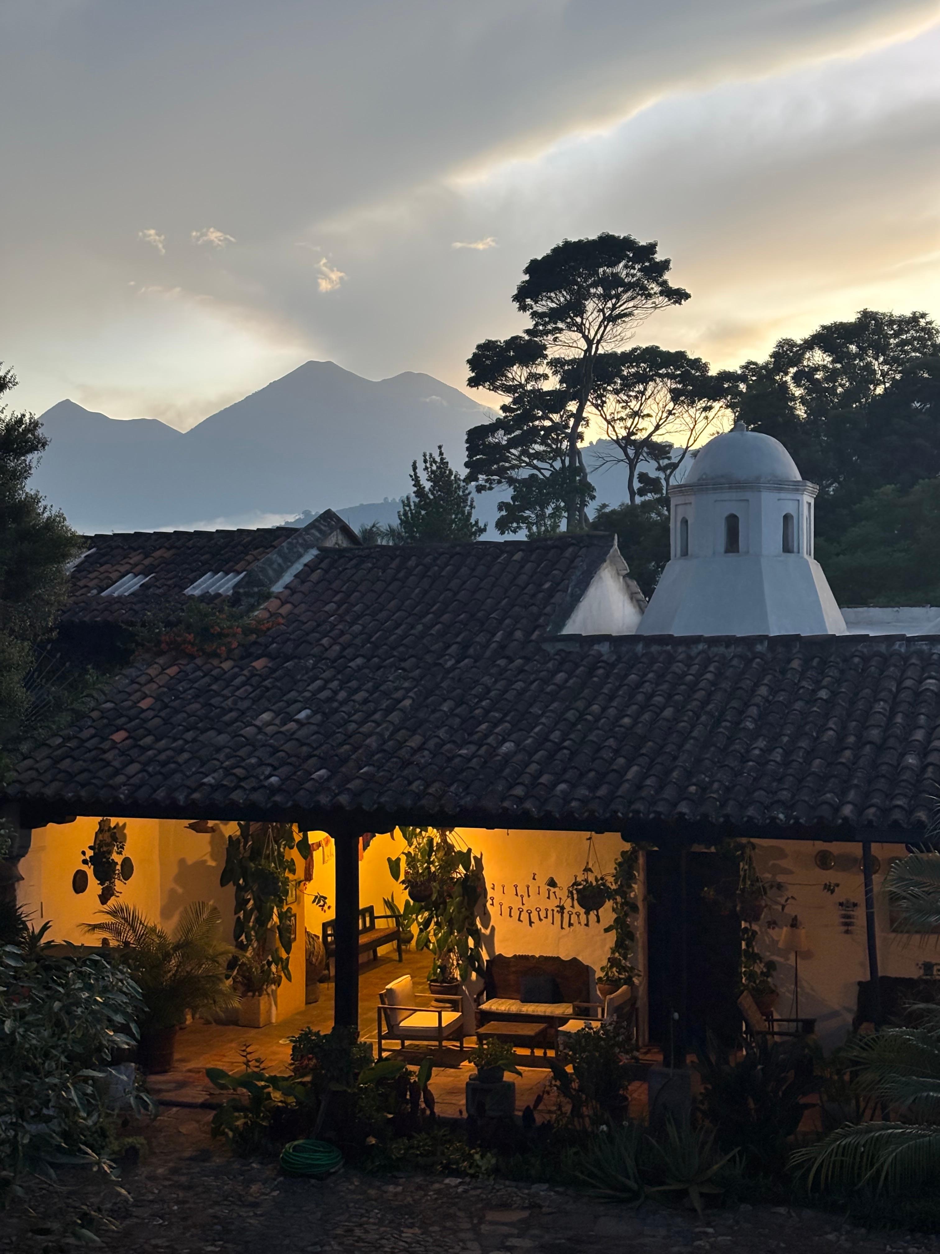 Evening view from terrace - volcanoes in sight!