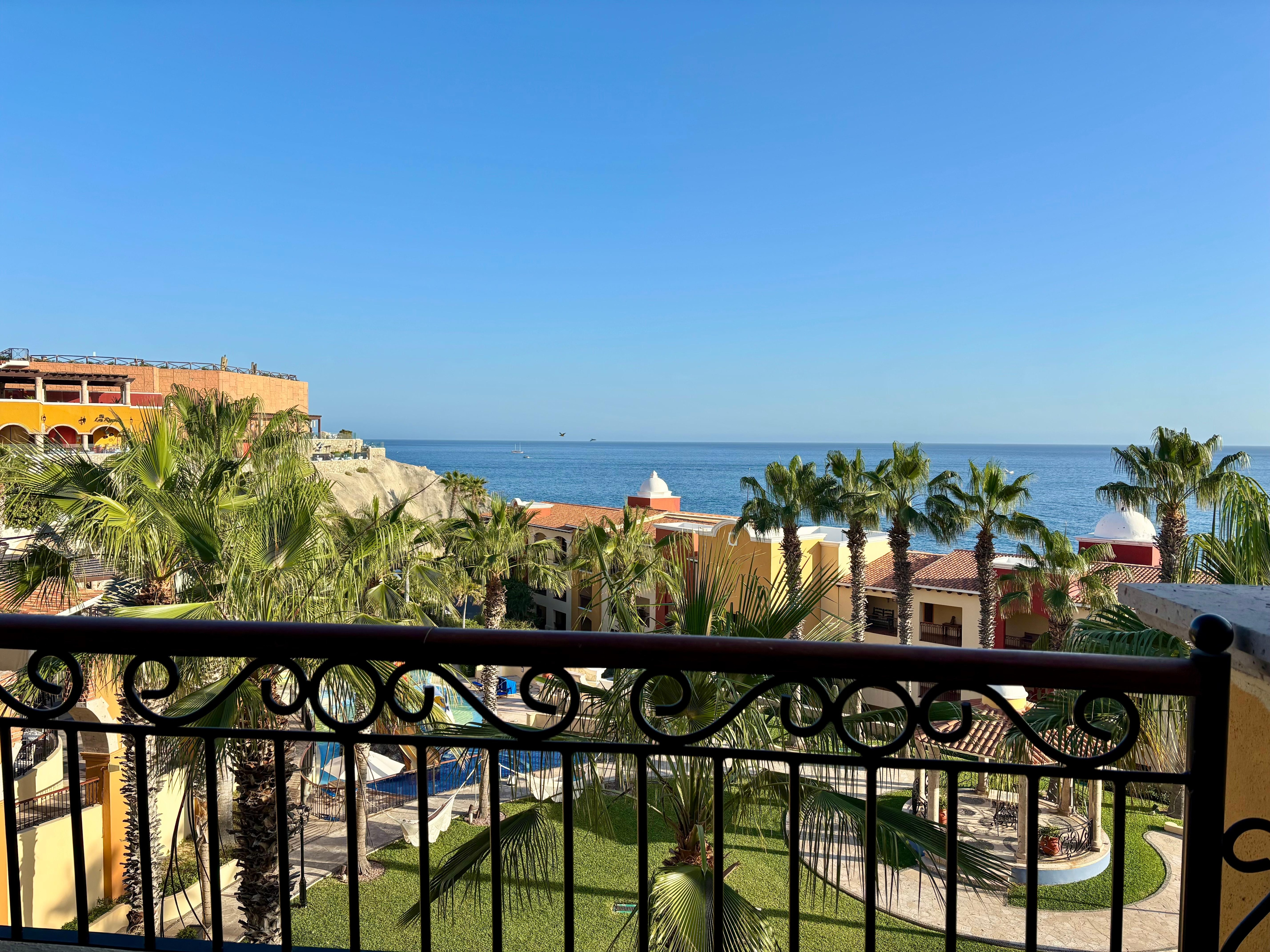 View from our balcony . Watched whales in the Sea of Cortez & saw hummingbirds near the palms