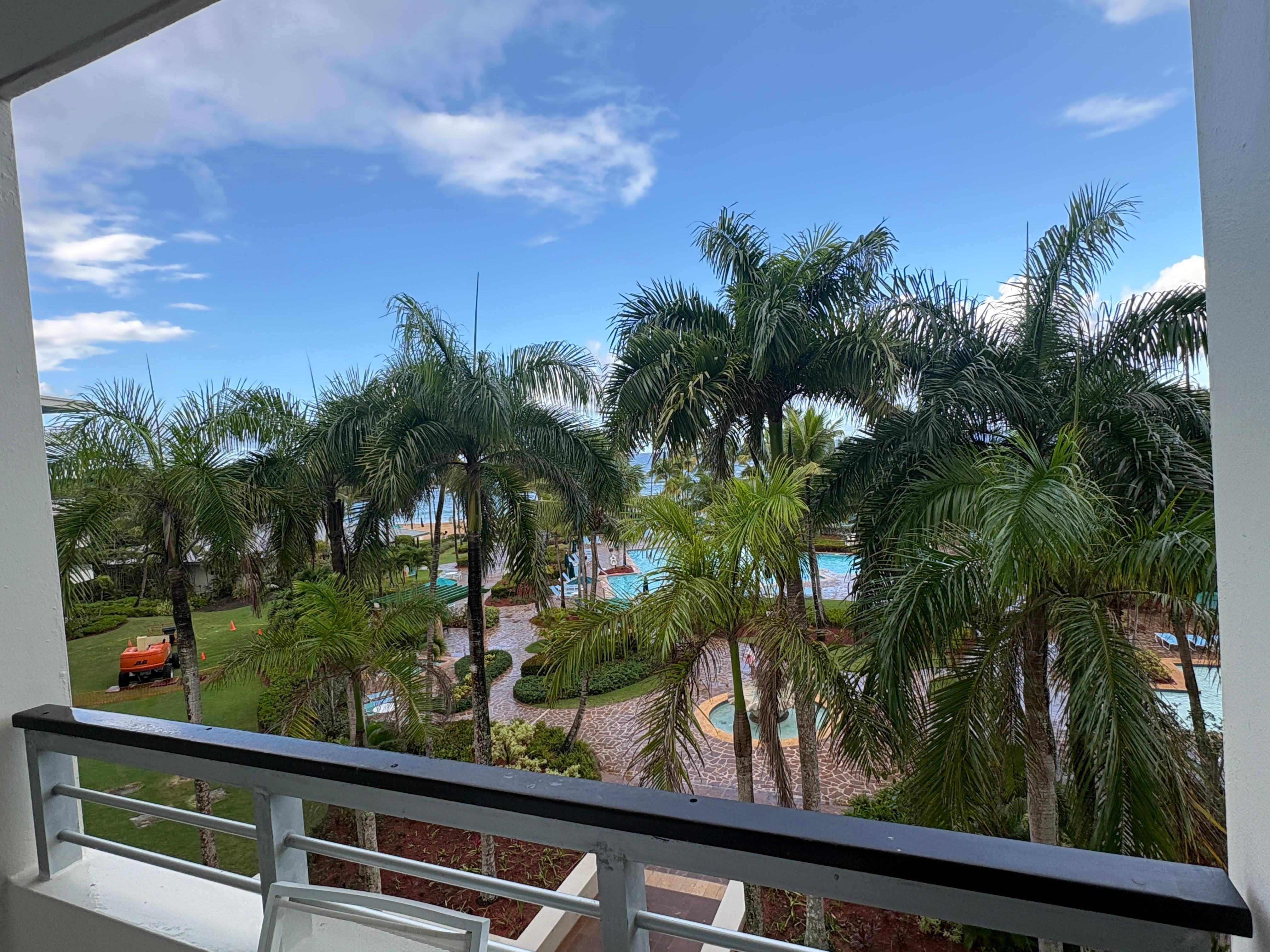 View outside of room towards pools 