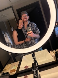 Cozy bathroom mirror picture before leaving for the day