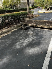 abandoned tire in parking lot
