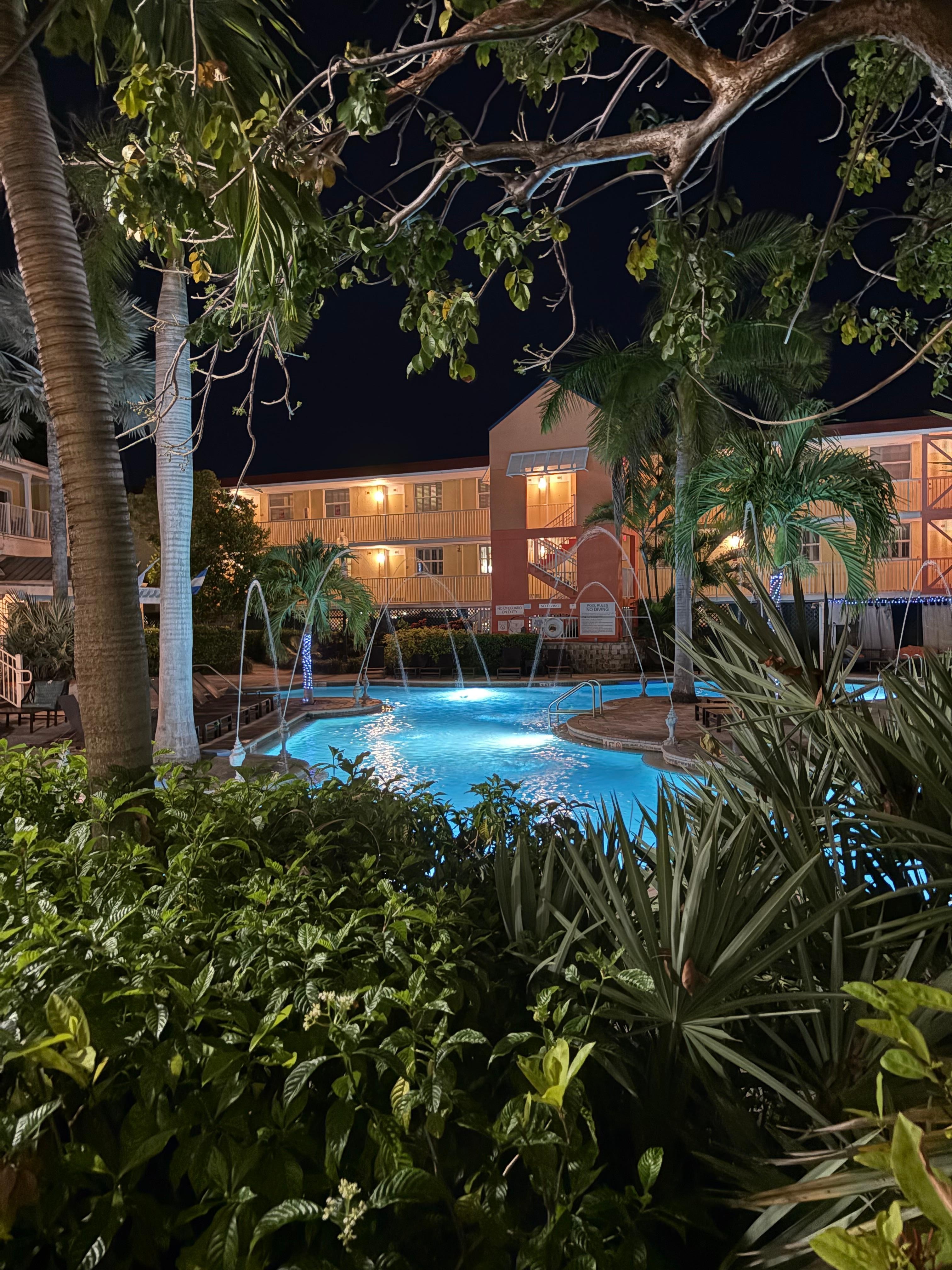 Hotel pool from the porch of our room
