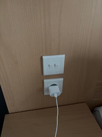 One european outlet in the toom which is great when not having adapter.