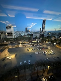 City scape dusk view from hotel room