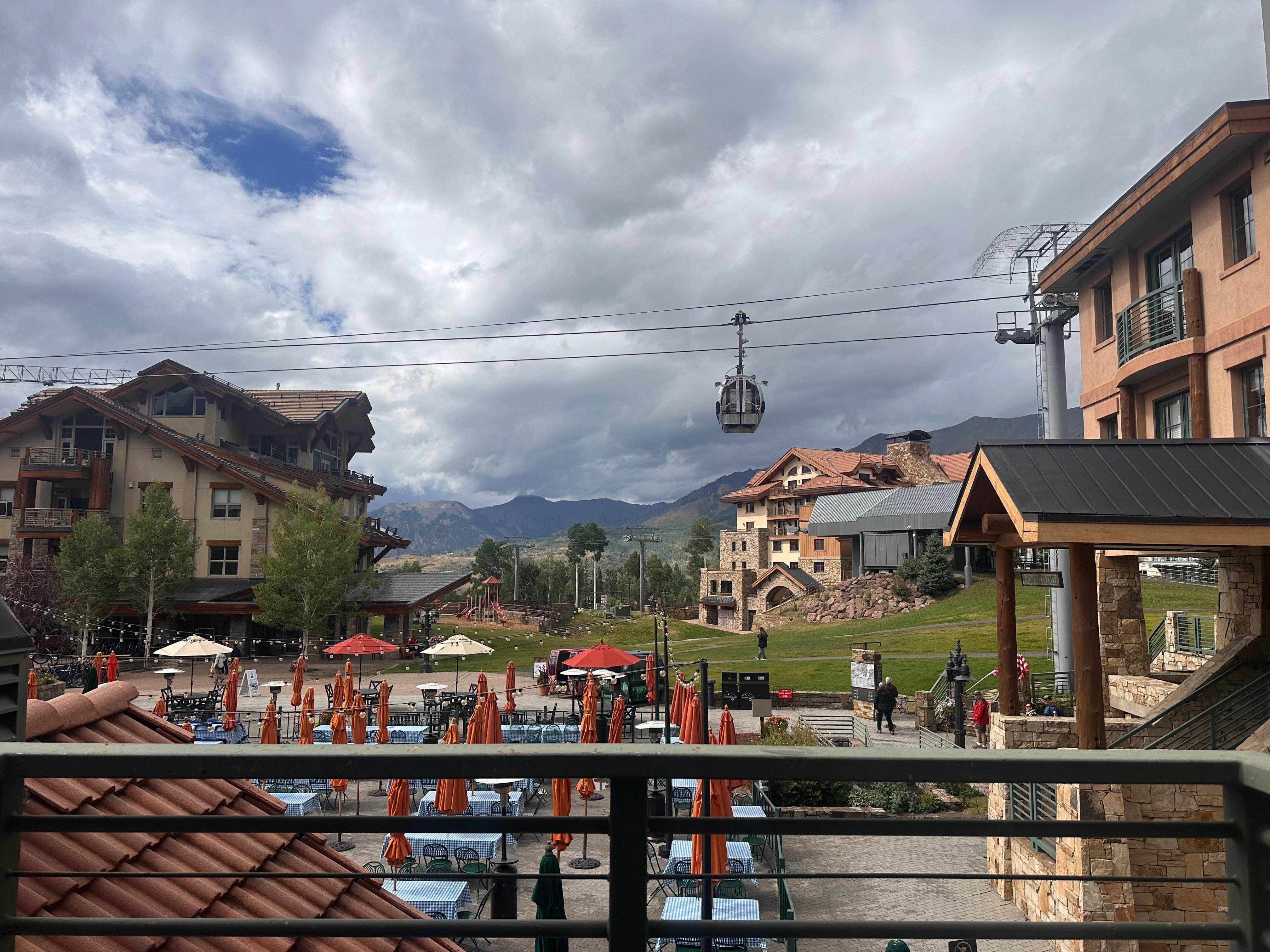 Our balcony overlooking the plaza