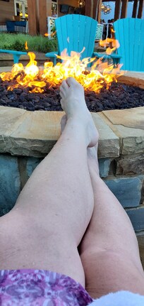 Drying off at the fire pit