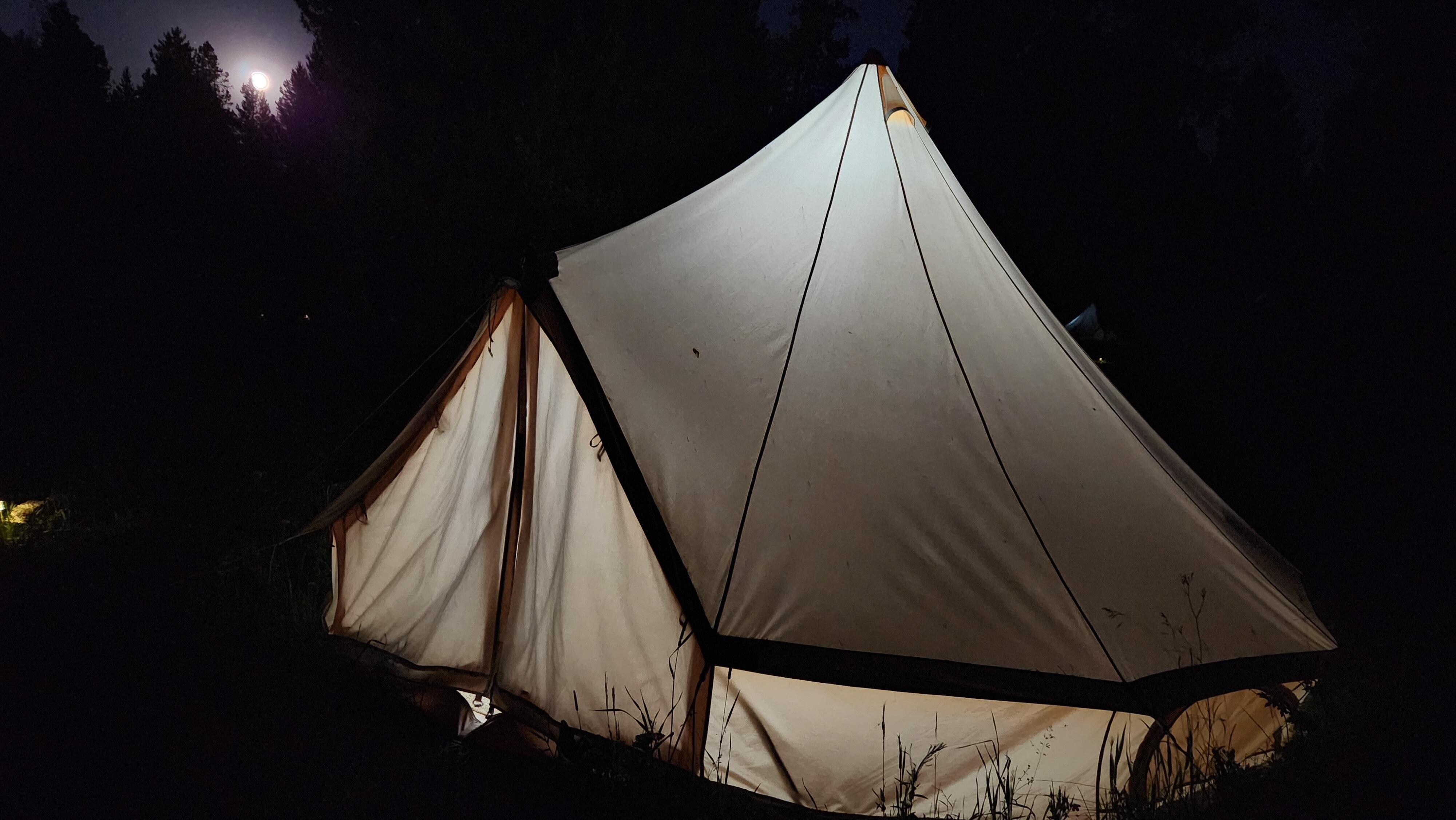 Yurt at night