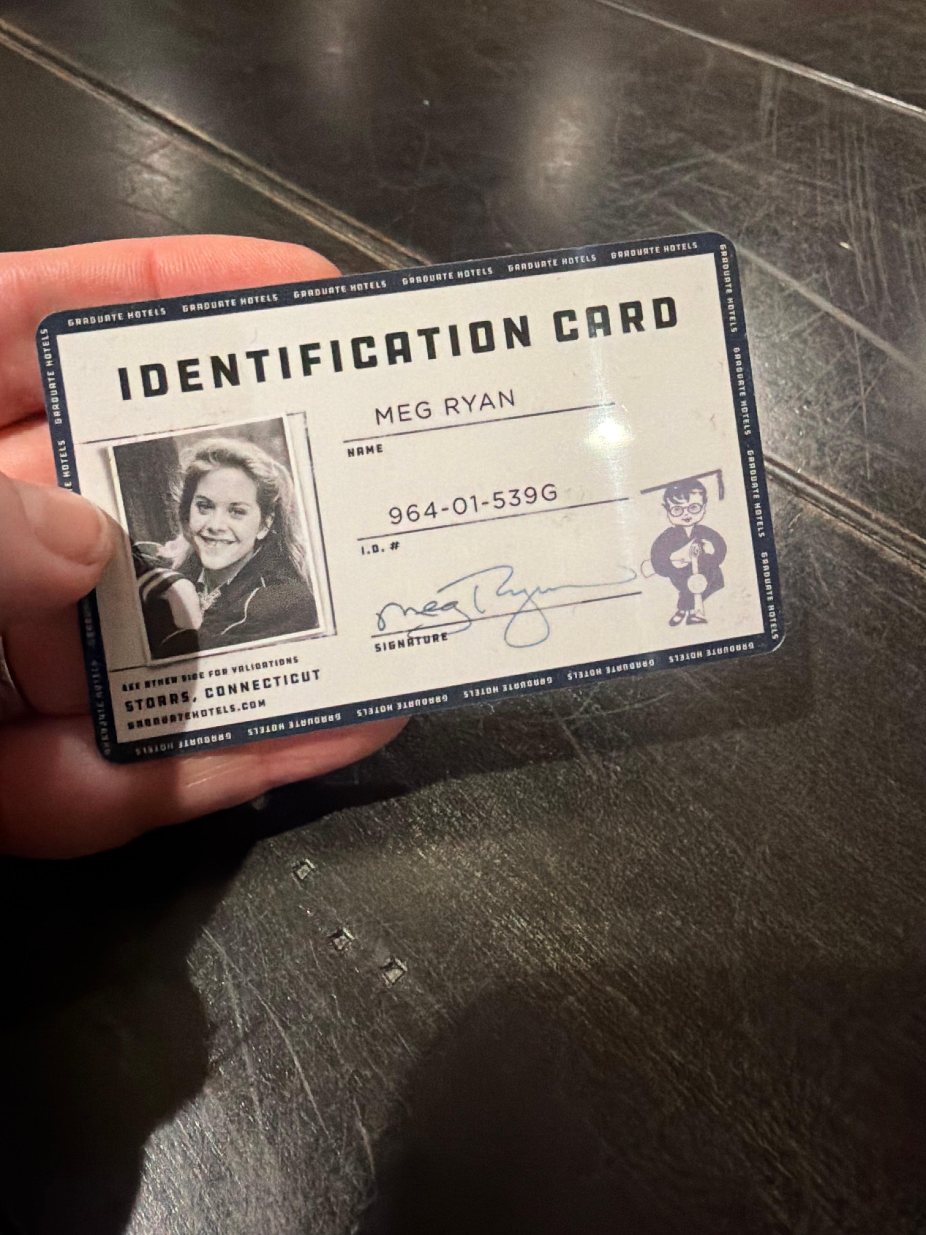 Room keys looked like student identification cards with UConn alumni