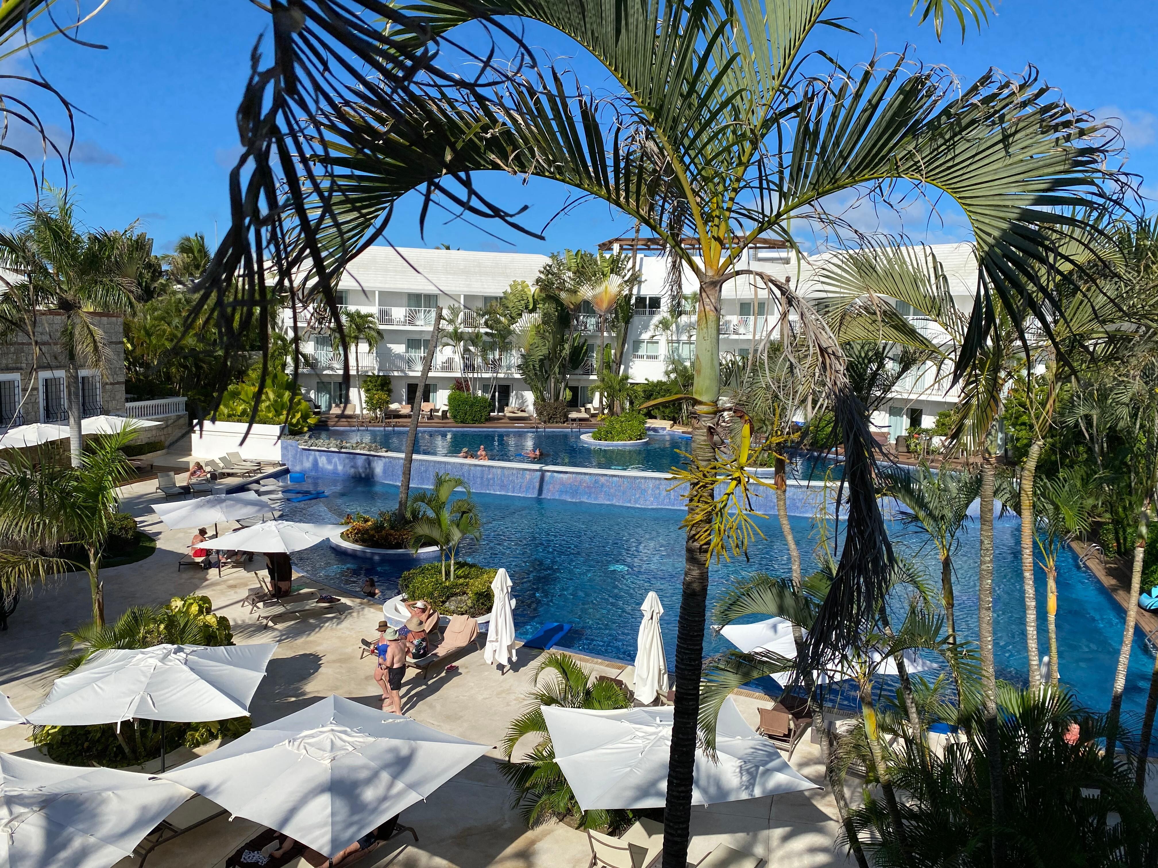 Room view of one of the Excellence Club pools