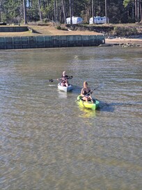 The girls kayaking just as the tide comes in.