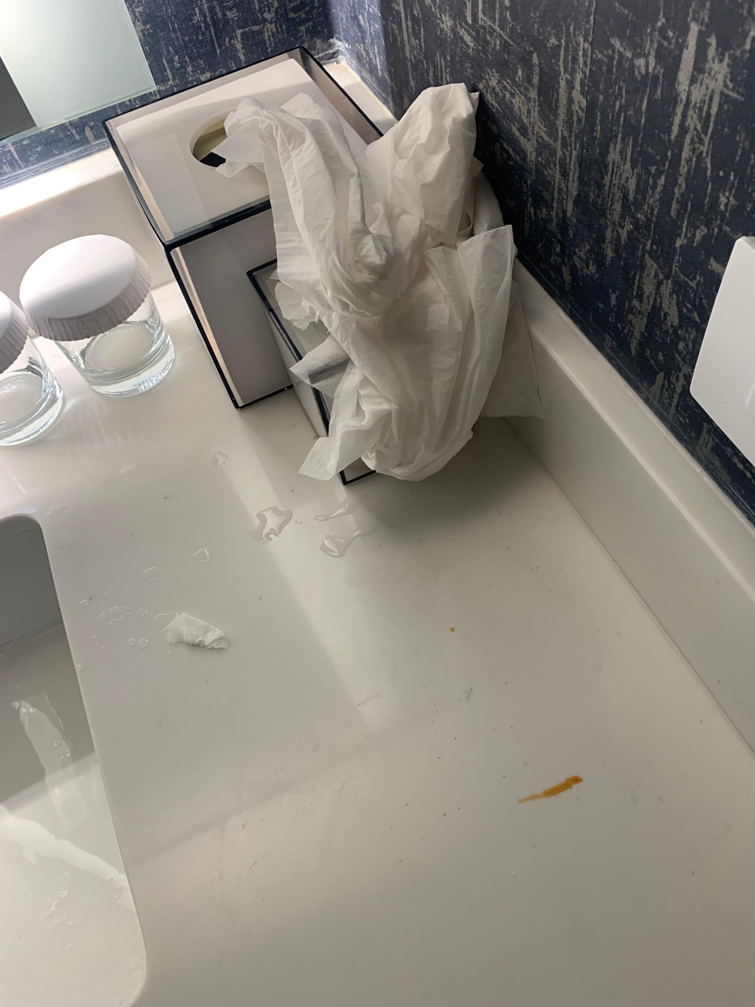 Soaking wet tissue box.