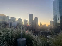Lovely sunset from rooftop restaurant.