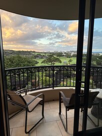 Our golf course view, not bad on any other day, is except this was our honeymoon.