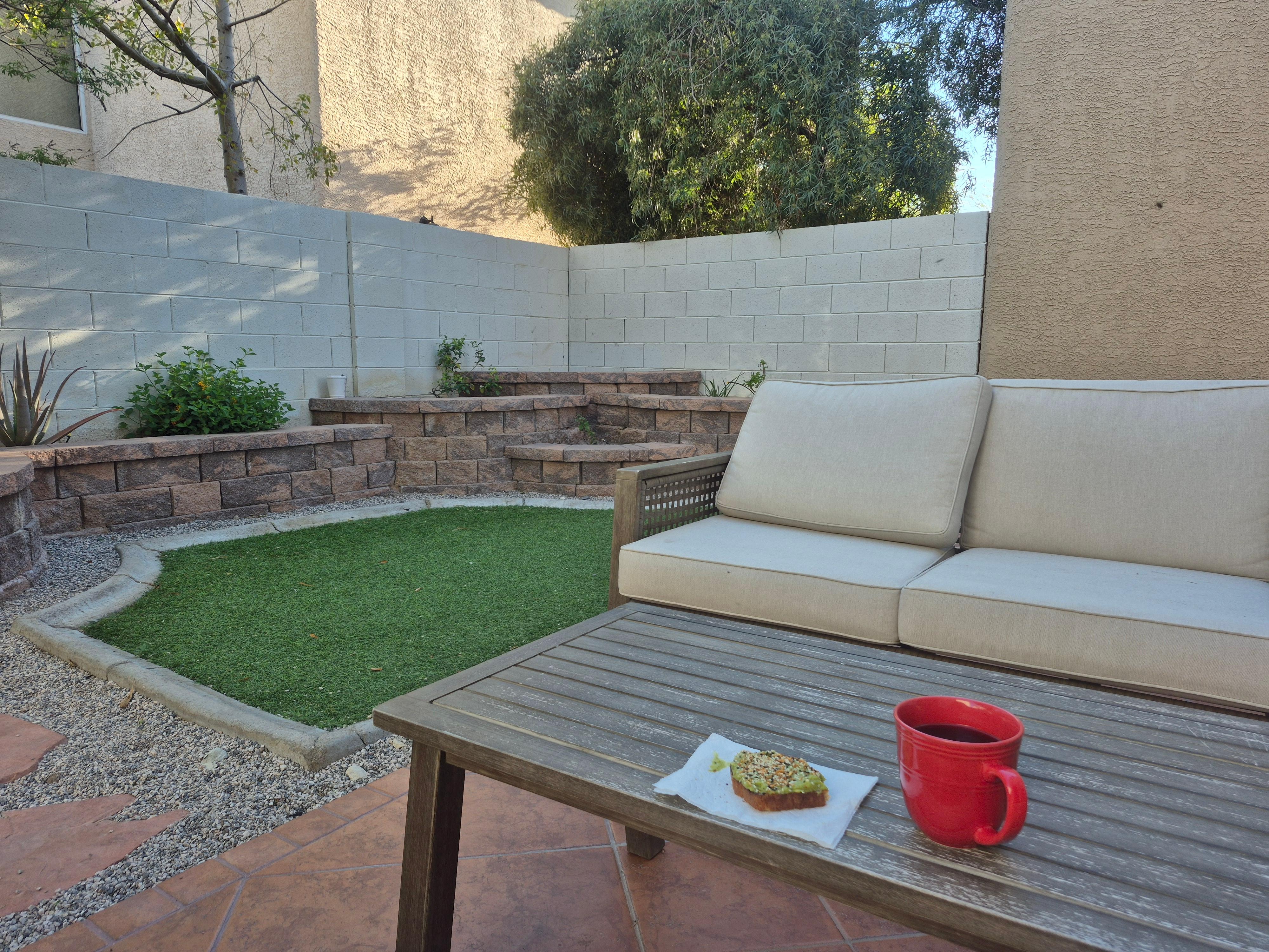 Coffee on the patio.
