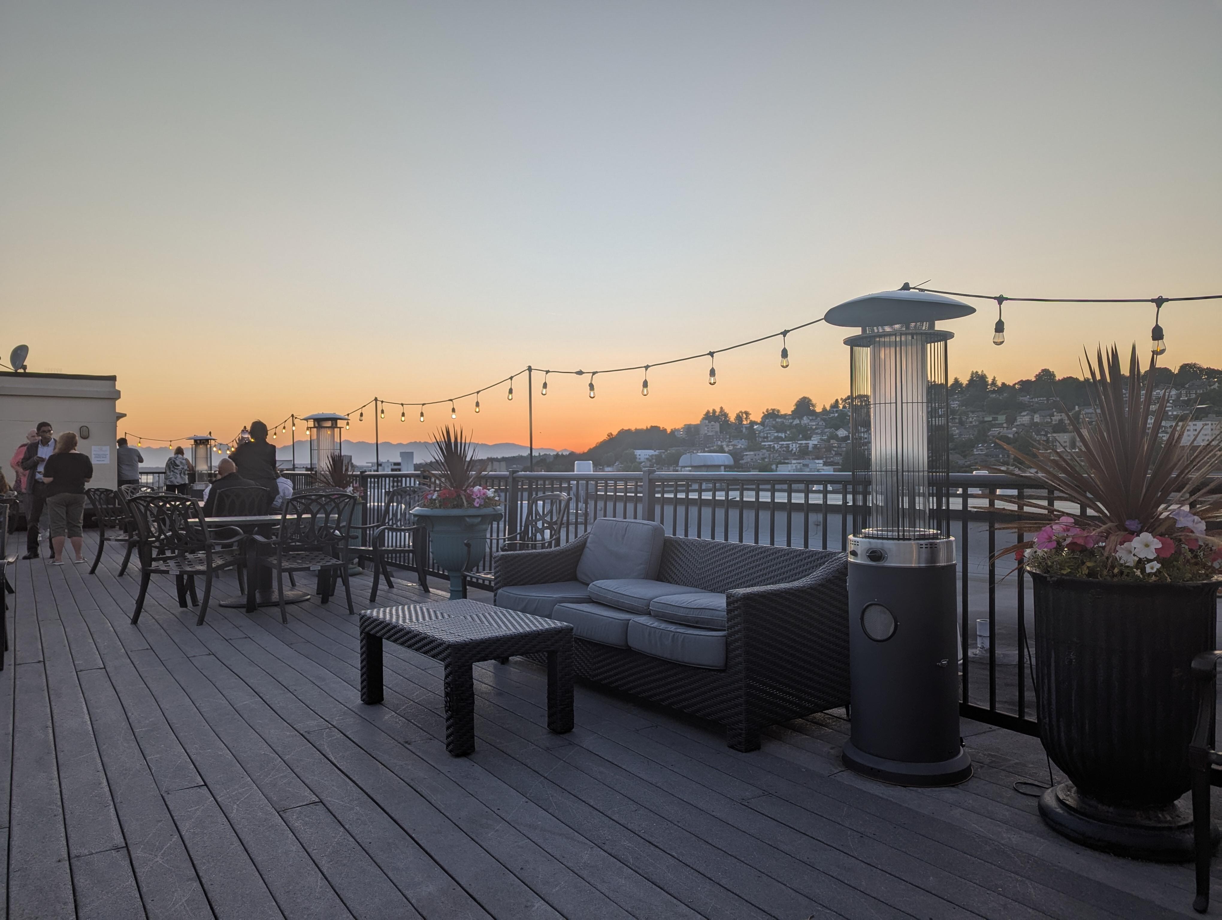 Roof patio at sunset