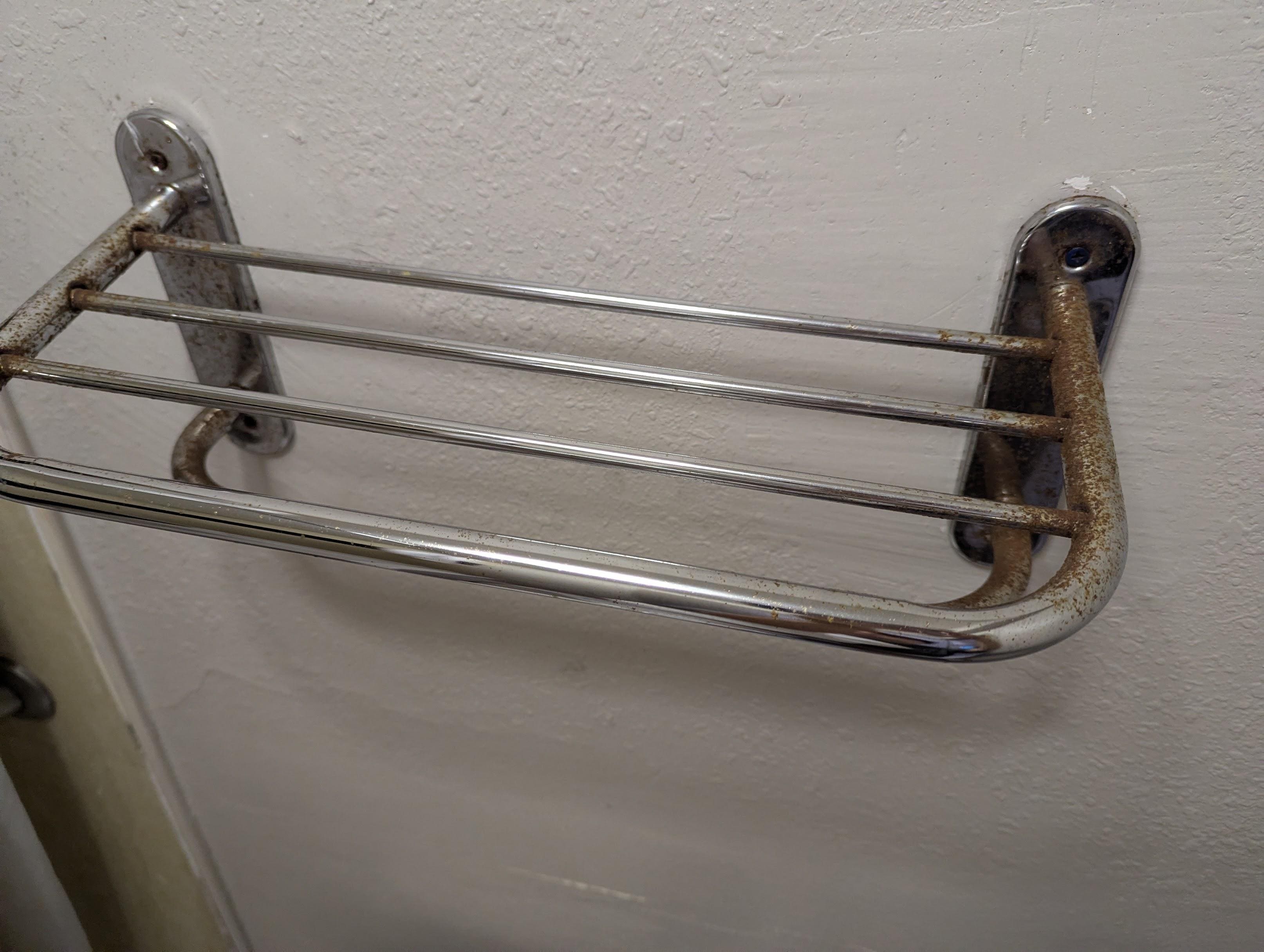 The towel rack in the bathroom