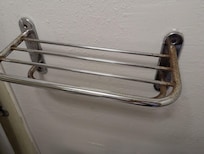 The towel rack in the bathroom