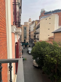 View of street from balcony of our room