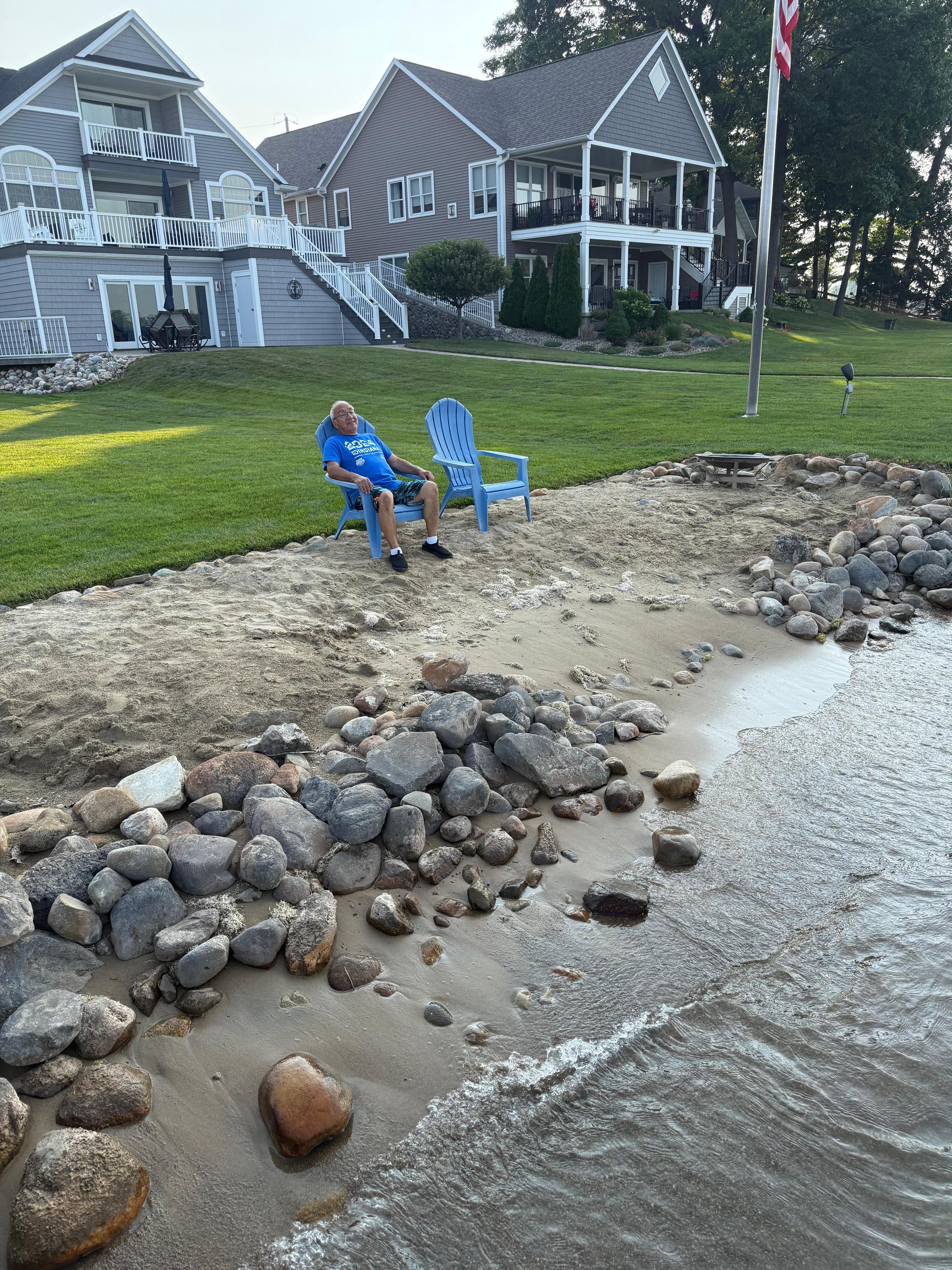 Sandy beach you can just walk in right out your door 