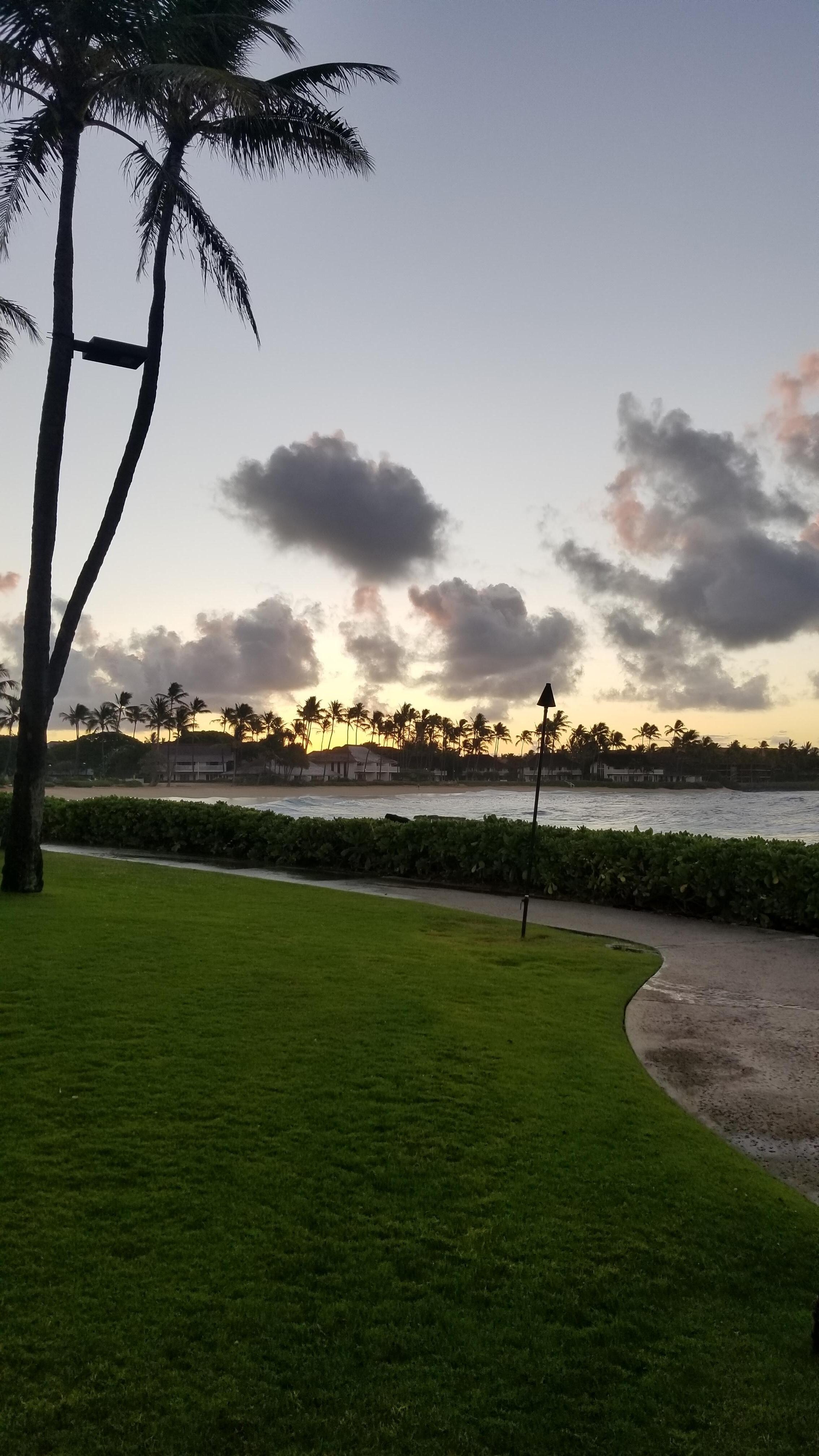 Sunrise in front of The RumFire restaurant