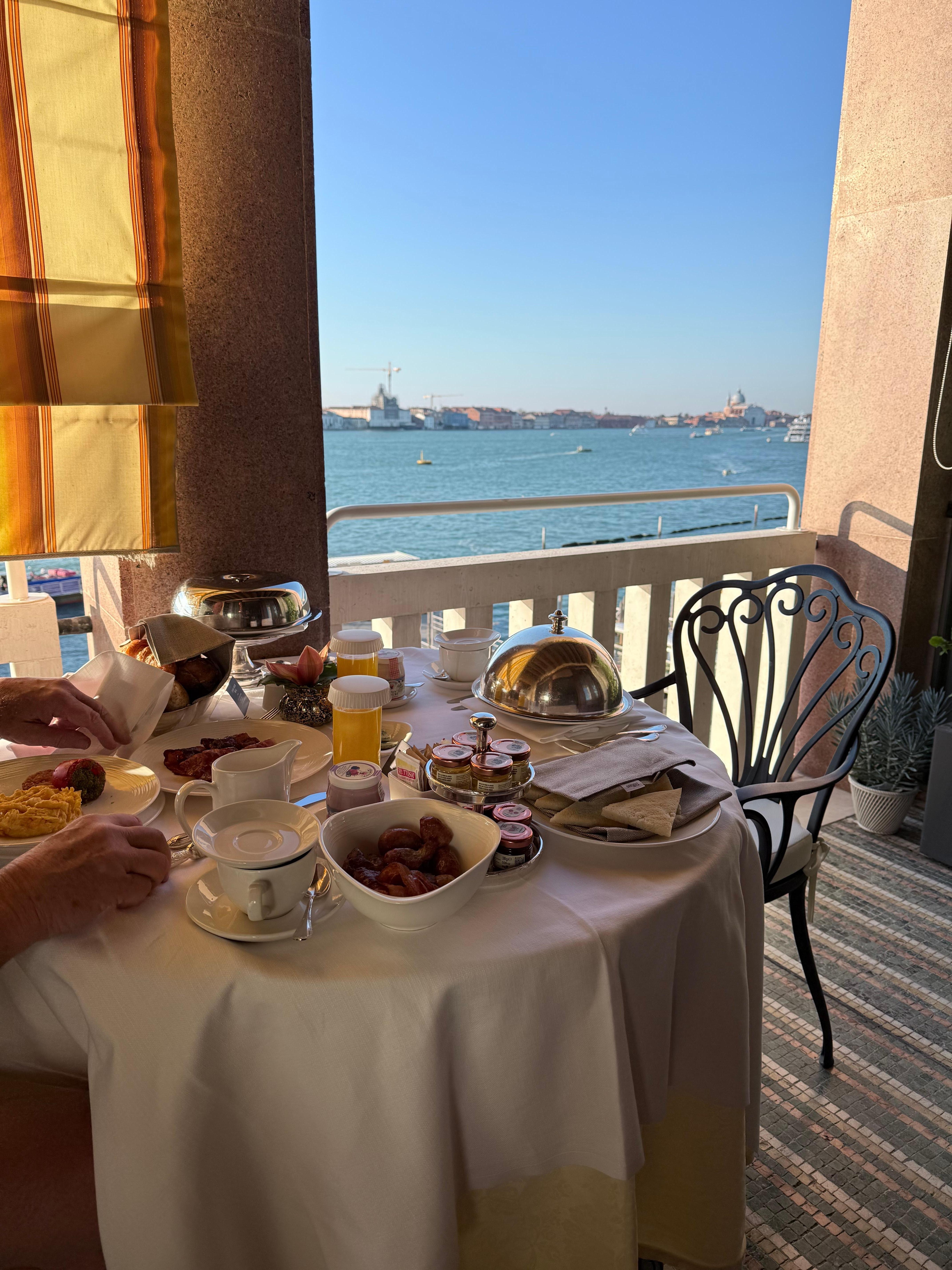 Balcony breakfast and view