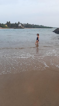The shallow lagoon sandy soft underfoot. Perfect!