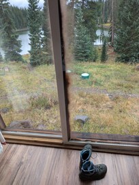 Steep slope, non-operable glass door, no place outside to sit and enjoy the view promised in the ad.