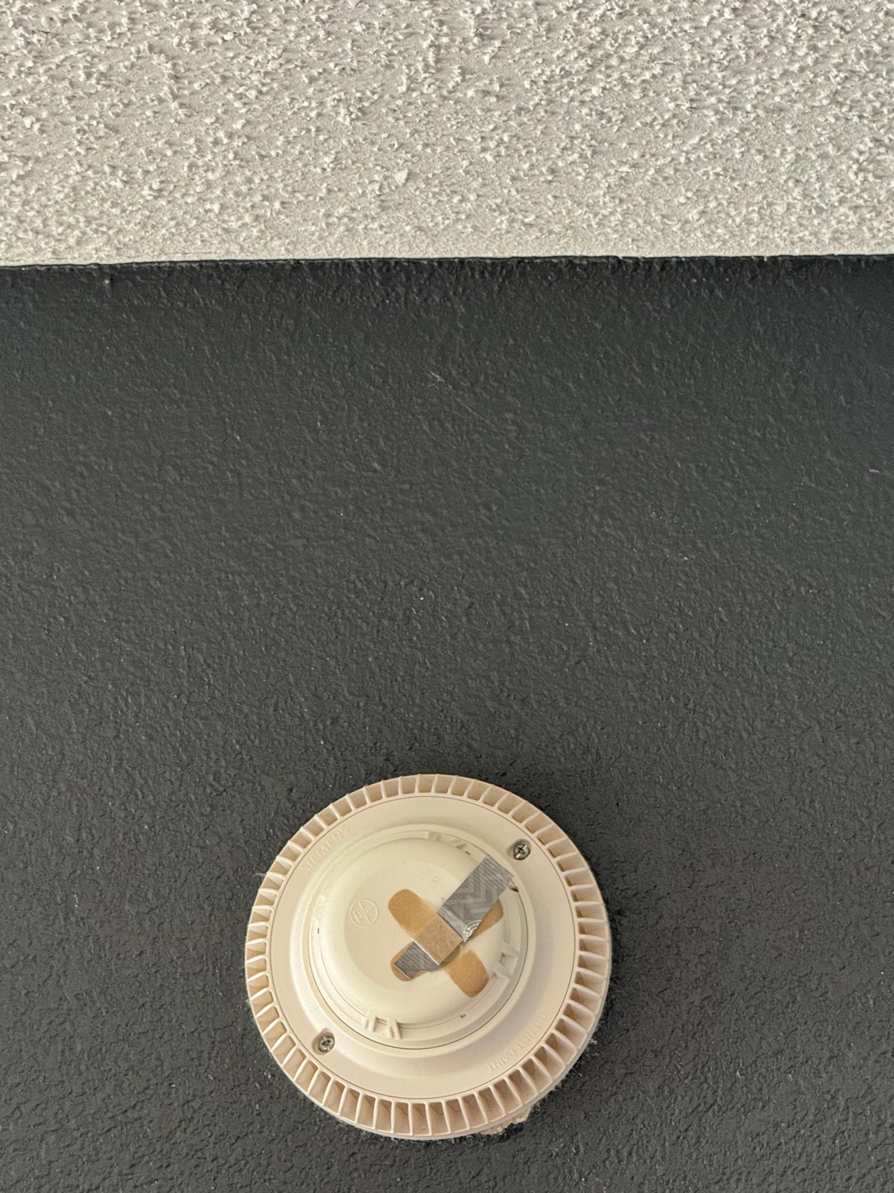 Bandaids stuck to the smoke alarm 