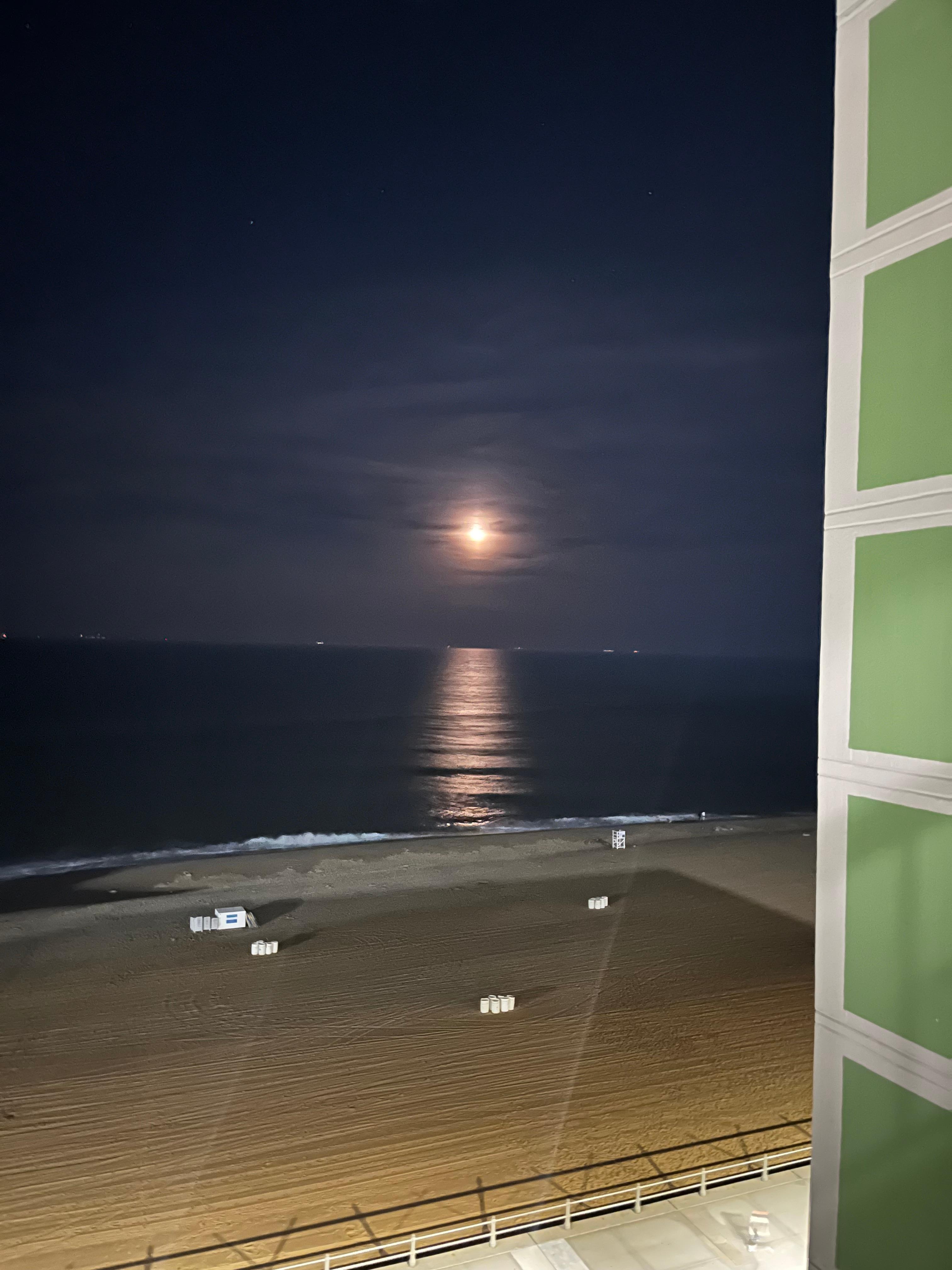 Moon on the ocean at 1:30 am