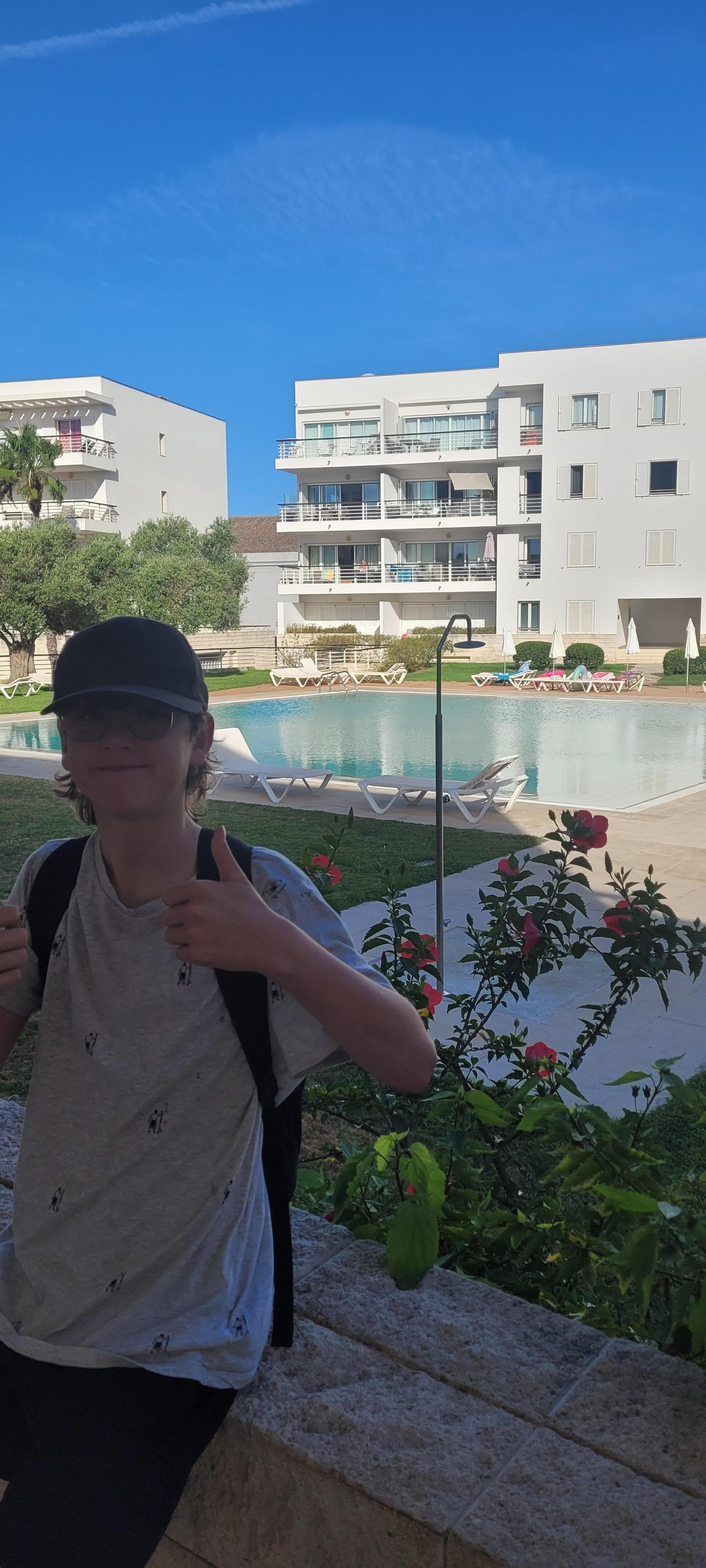 View of pool from front door
