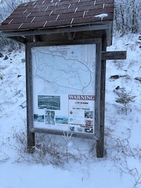 Short walk to hiking trails! We braved the snow for a short hike